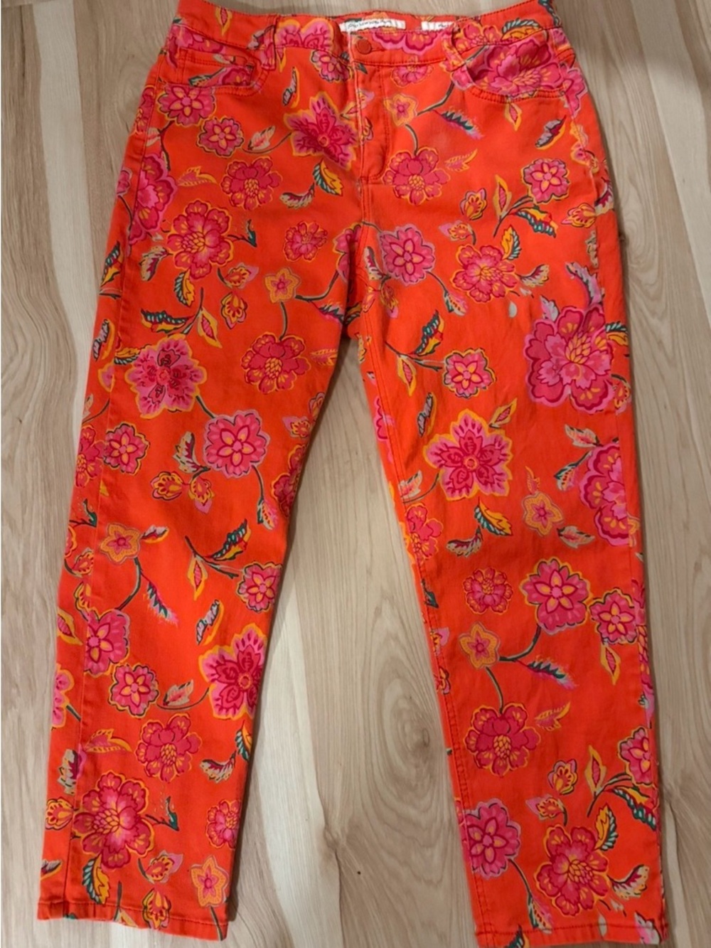 Jones New York Orange Floral Women’s Jeans - Pink Flower Print